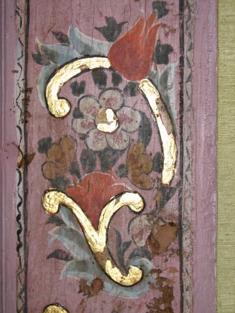 Polychrome Wooden Panel with Floral Motifs