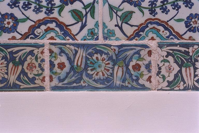 Polychrome Iznik Tile Border with Floral Motifs